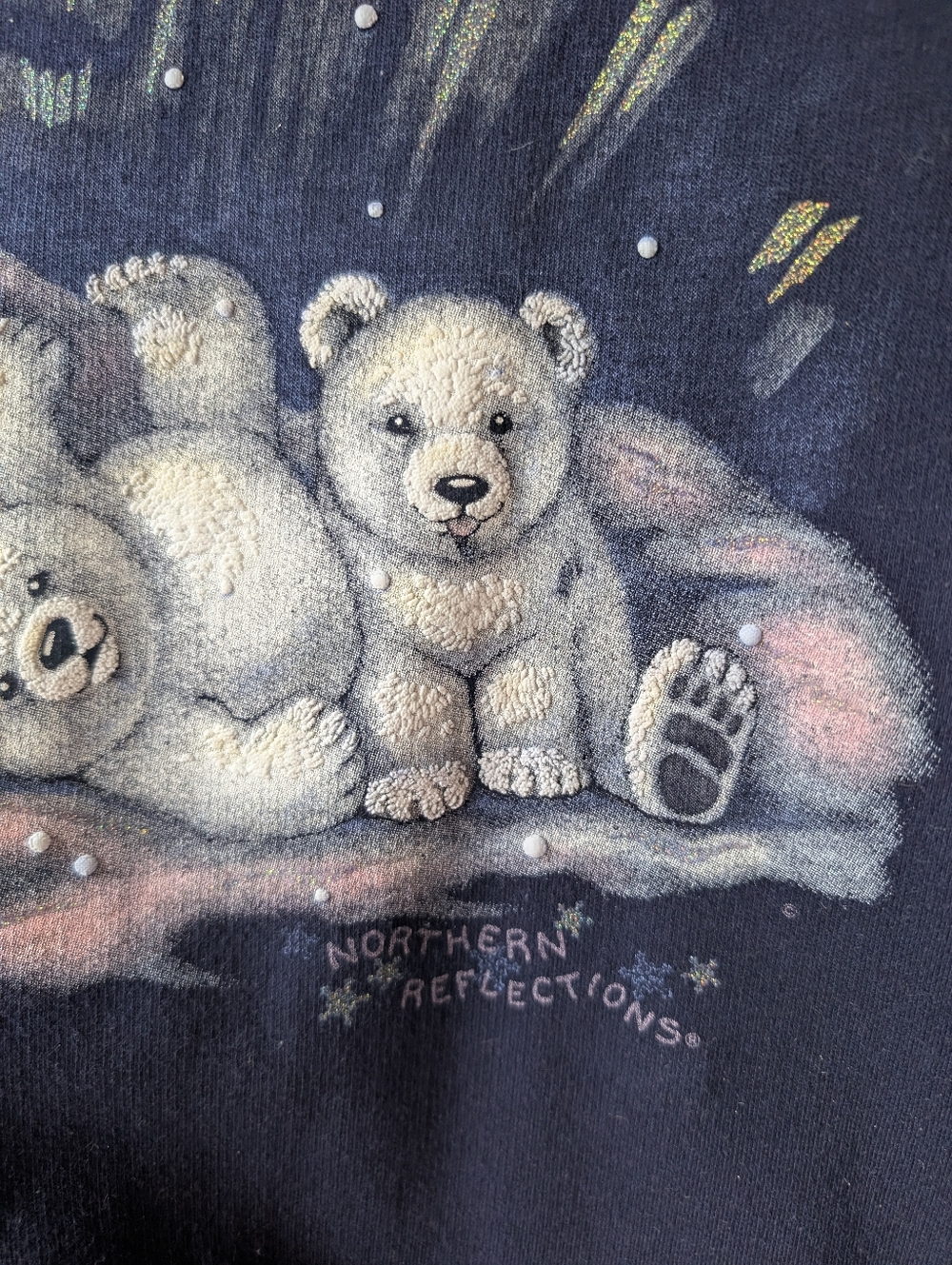 Vintage Northern Reflections Navy Polar Bear Family Sweatshirt Size Medium - Picture 4 of 8